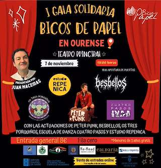 Fechas, información, programa, cartel, imágenes, mapa y ubicación de I Gala Solidaria Bicos de Papel (2025) en Ourense