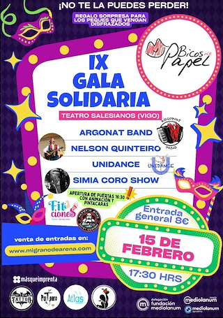 Fechas, información, programa, cartel, imágenes, mapa y ubicación de IX Gala Solidaria Bicos de Papel (2026) en Vigo