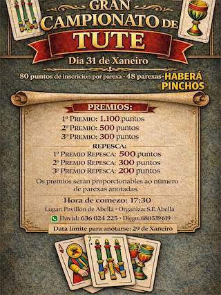 Fechas, información, programa, cartel, imágenes, mapa y ubicación de Gran Campionato de Tute de Abellá  (2026)  en  Frades
