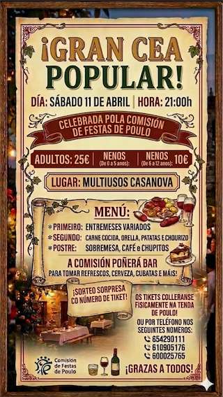 Fechas, información, programa, cartel, imágenes, mapa y ubicación de Gran Cea Popular de Poulo  en  Gomesende