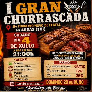 Fechas, información, programa, cartel, imágenes, mapa y ubicación de Gran Churrascada de Areas (2026)  en  Tui