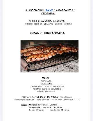 Fechas, información, programa, cartel, imágenes, mapa y ubicación de Gran Churrascada de Barcala (2026)  en  A Baña
