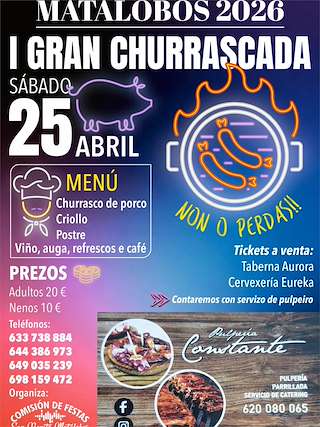 Fechas, información, programa, cartel, imágenes, mapa y ubicación de I Gran Churrascada de Matalobos (2026)  en  A Estrada