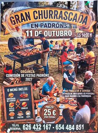 Fechas, información, programa, cartel, imágenes, mapa y ubicación de Gran Churrascada de Padróns (2026)  en  Ponteareas