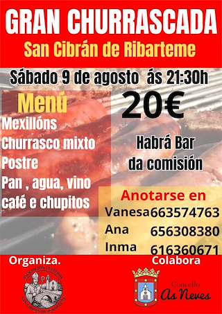 Fechas, información, programa, cartel, imágenes, mapa y ubicación de Gran Churrascada de San Cibrán de Ribarteme  en  As Neves