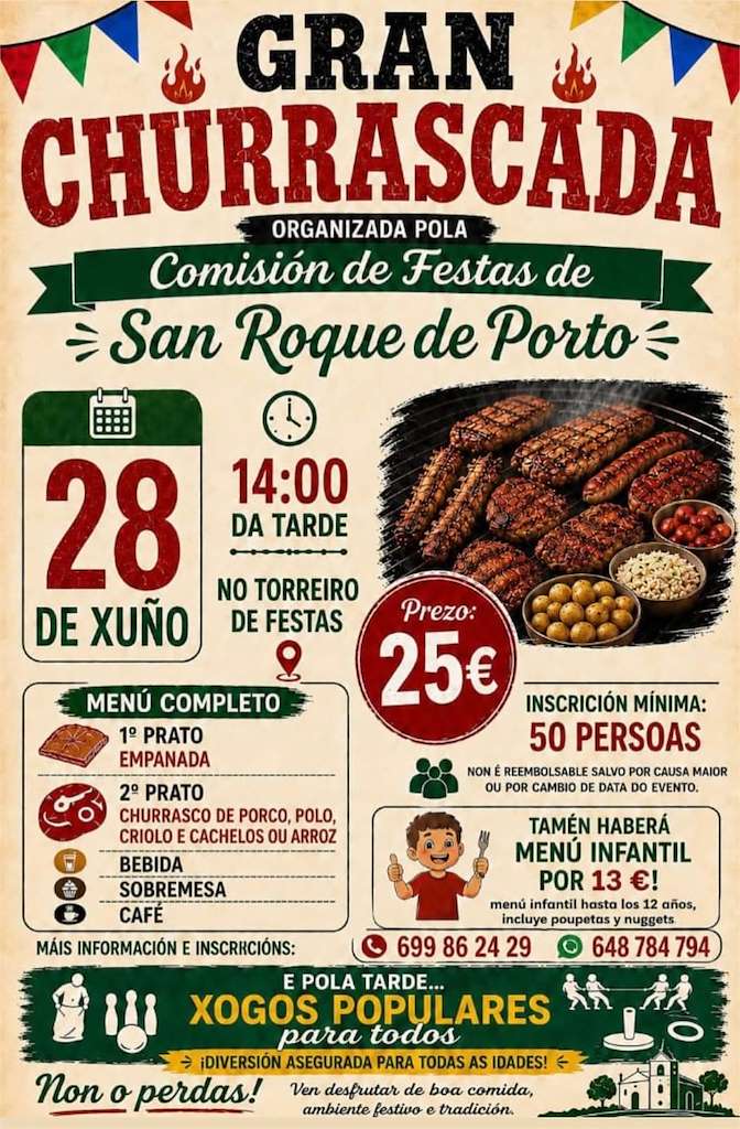 Gran Churrascada de San Roque de Porto en Salvaterra do Miño