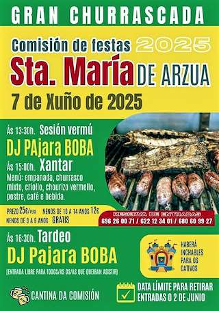 Fechas, información, programa, cartel, imágenes, mapa y ubicación de Gran Churrascada de Santa María  en  Arzúa