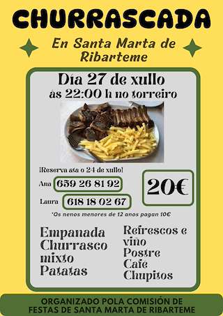 Fechas, información, programa, cartel, imágenes, mapa y ubicación de Gran Churrascada de Santa Marta de Ribarteme  en  As Neves