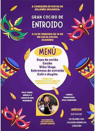Fechas, información, programa, cartel, imágenes, mapa y ubicación de Gran Cocido de Entroido de Sillobre  en  Fene