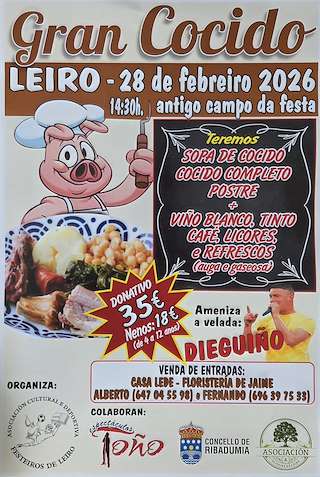 Fechas, información, programa, cartel, imágenes, mapa y ubicación de Gran Cocido de Leiro  (2026)  en  Ribadumia