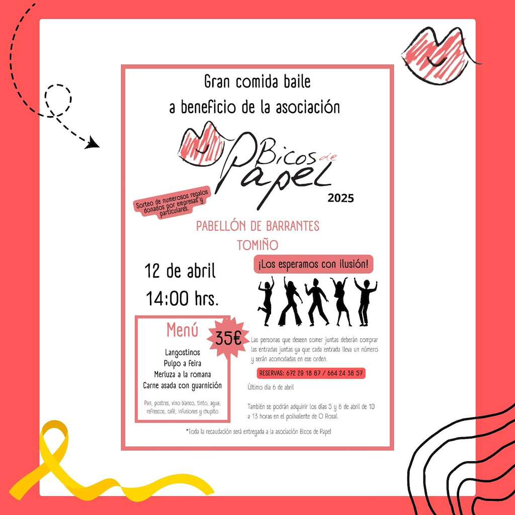 Gran Comida Baile Solidario a Beneficio Bicos de Papel (2025) en Tomiño