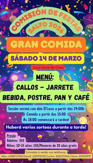 Fechas, información, programa, cartel, imágenes, mapa y ubicación de Gran Comida de Salto  (2026)  en  Oza Cesuras