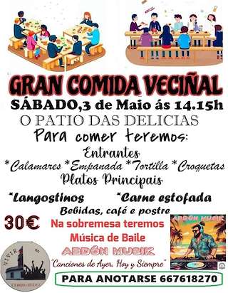 Fechas, información, programa, cartel, imágenes, mapa y ubicación de Gran Comida Veciñal de Corrubedo  en  Ribeira