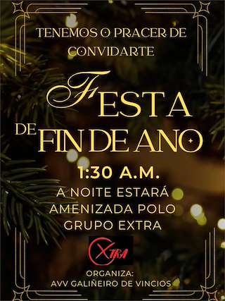 Fechas, información, programa, cartel, imágenes, mapa y ubicación de Gran Fiesta de Fin de Año de Vincios (2025)  en  Gondomar