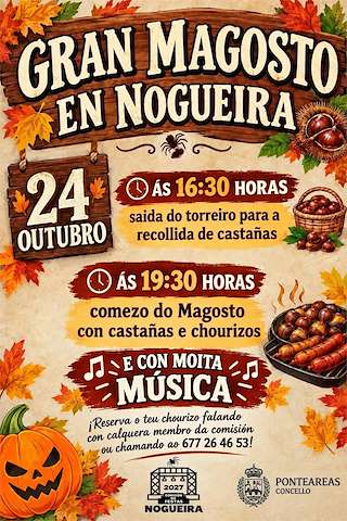 Fechas, información, programa, cartel, imágenes, mapa y ubicación de Gran Magosto de Nogueira (2026)  en  Ponteareas