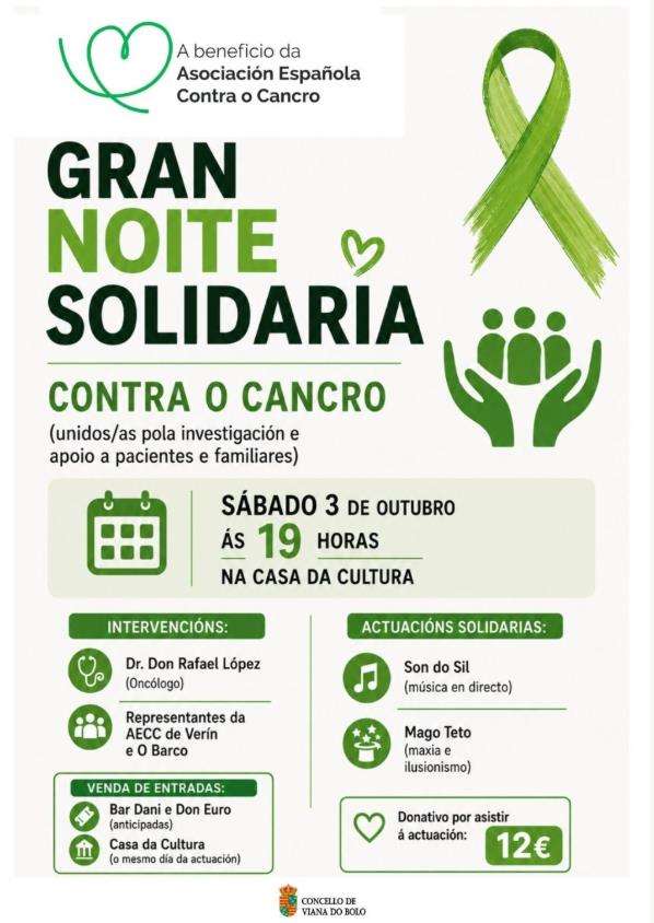 Gran Noite Solidaria contra o Cancro (2026) en Viana do Bolo