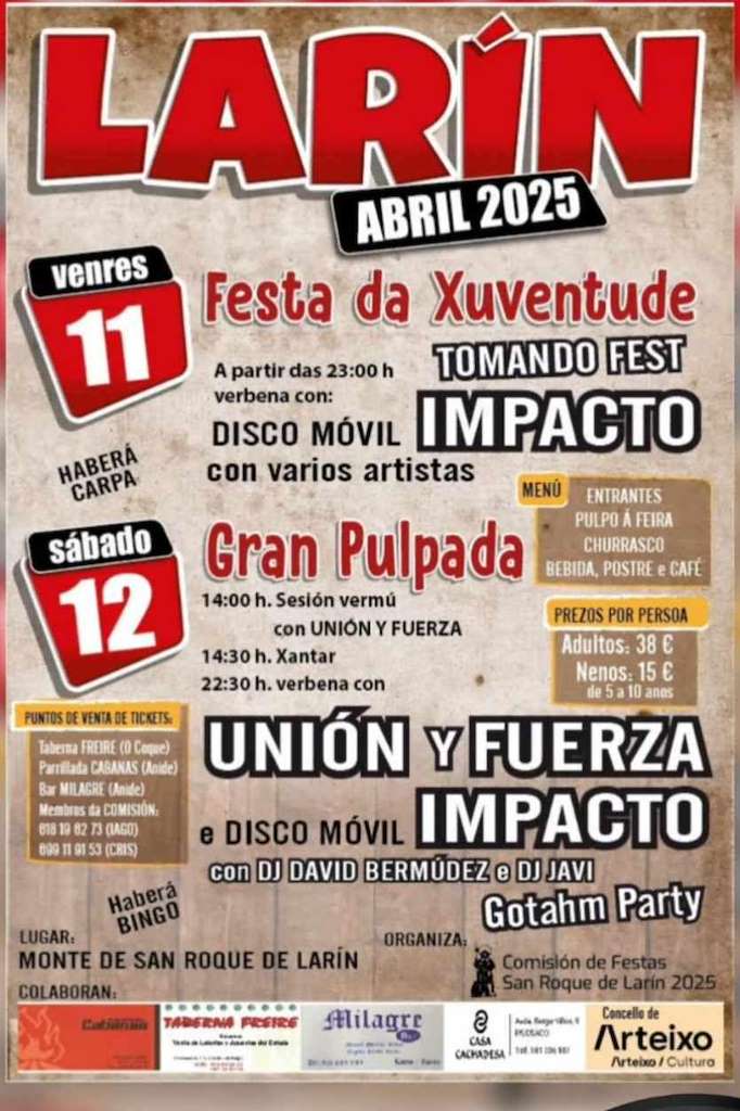 Gran pulpada e Festa da Xuventude de Larín (2025) en Arteixo