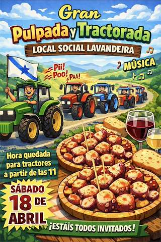 Fechas, información, programa, cartel, imágenes, mapa y ubicación de Gran Pulpada y Tractorada de Lavandeira  (2026)  en  Cabanas