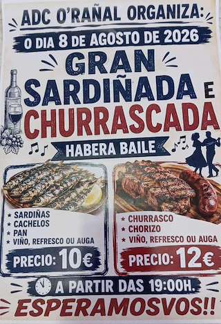 Fechas, información, programa, cartel, imágenes, mapa y ubicación de Gran Sardiñada e Churrascada de O´Rañal (2026)  en  Arteixo