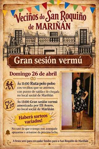 Fechas, información, programa, cartel, imágenes, mapa y ubicación de Gran Sesión Vermú de Mariñán (2026)  en  Bergondo