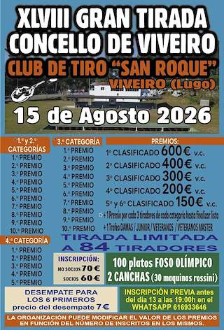 Fechas, información, programa, cartel, imágenes, mapa y ubicación de XLVIII Gran Tirada (2026) en Viveiro