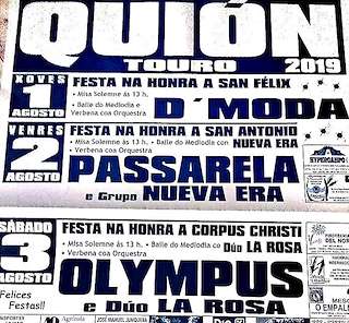 Grandes Festas de Quión (2026) en Touro