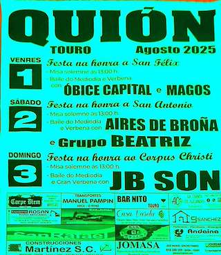 Fechas, información, programa, cartel, imágenes, mapa y ubicación de Grandes Festas de Quión (2026)  en  Touro