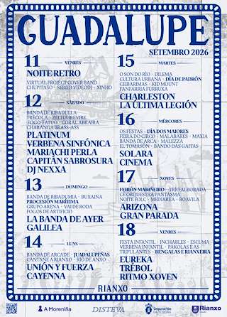 Fechas, información, programa, cartel, imágenes, mapa y ubicación de Festas da Guadalupe (2026) en Rianxo