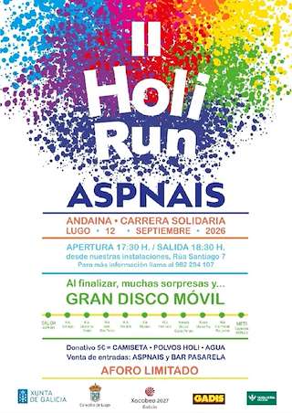 Fechas, información, programa, cartel, imágenes, mapa y ubicación de II Holi Run de Aspnais (2026)  en  Lugo