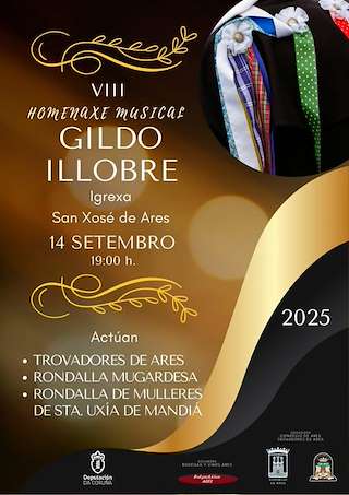 Fechas, información, programa, cartel, imágenes, mapa y ubicación de VIII Homenaxe Musical Gildo Illobre  en  Ares