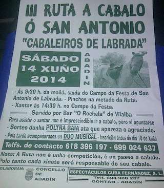 XII Ruta a Cabalo ó San Antonio en Abadín