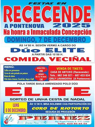 Fechas, información, programa, cartel, imágenes, mapa y ubicación de Inmaculada Concepción de Rececende (2025)  en  A Pontenova