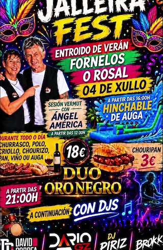 Fechas, información, programa, cartel, imágenes, mapa y ubicación de Jalleira Fest - Carnaval de Verano de Fornelos (2026)  en  O Rosal