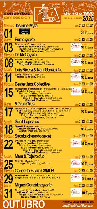 Fechas, información, programa, cartel, imágenes, mapa y ubicación de JazzFilloa (2025)  en  A Coruña