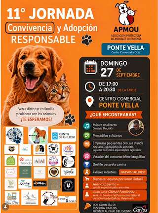 Fechas, información, programa, cartel, imágenes, mapa y ubicación de XI Jornada de Convivencia y Adopción APMOU (2026)  en  Ourense