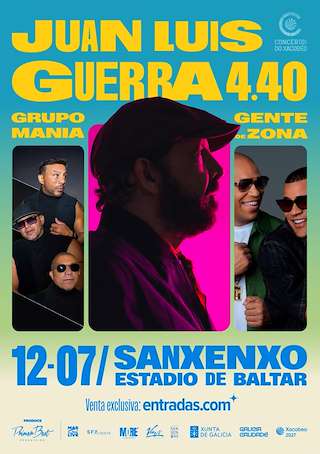 Fechas, información, programa, cartel, imágenes, mapa y ubicación de Juan Luis Guerra 4.40 (2026)  en  Sanxenxo