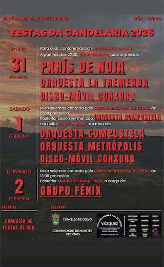 Fechas, información, programa, cartel, imágenes, mapa y ubicación de La Candelaria de Rúa  en  Cervo