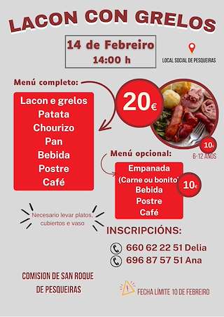 Fechas, información, programa, cartel, imágenes, mapa y ubicación de Lacón con Grelos de Pesqueiras  (2026) en Salvaterra do Miño