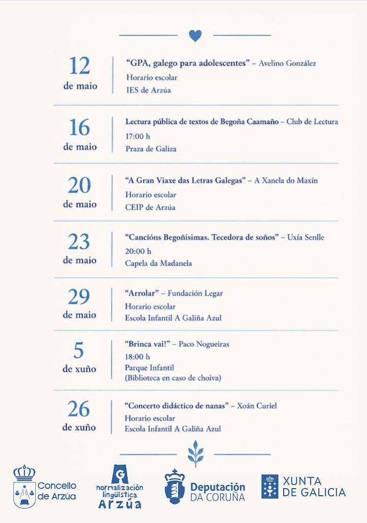 Letras Galegas (2026) en Arzúa