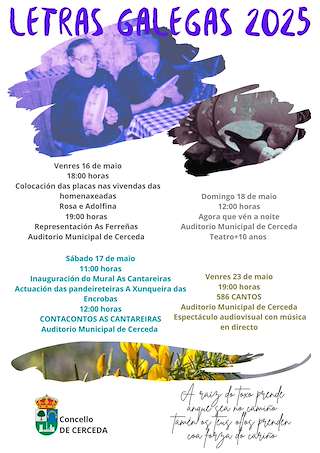 Fechas, información, programa, cartel, imágenes, mapa y ubicación de Letras Galegas  en  Cerceda