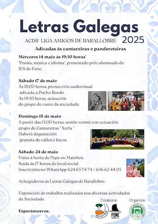 Fechas, información, programa, cartel, imágenes, mapa y ubicación de Letras Galegas de Barallobre  en  Fene