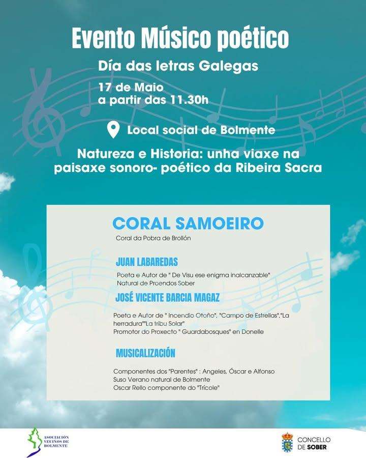 Letras Galegas de Bolmente - Evento Músico Poético (2026) en Sober