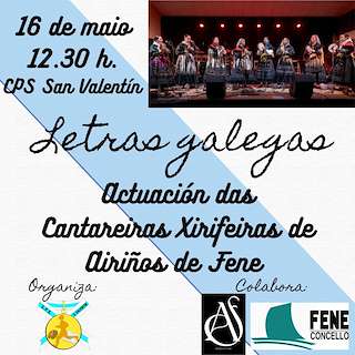 Fechas, información, programa, cartel, imágenes, mapa y ubicación de Letras Galegas do CPS San Valentin (2026)  en  Fene