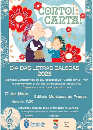 Fechas, información, programa, cartel, imágenes, mapa y ubicación de Letras Galegas  en  Frades