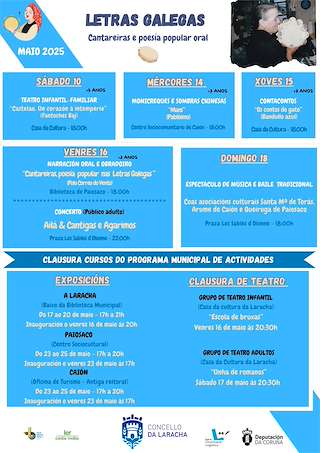 Fechas, información, programa, cartel, imágenes, mapa y ubicación de Letras Galegas  en  Laracha