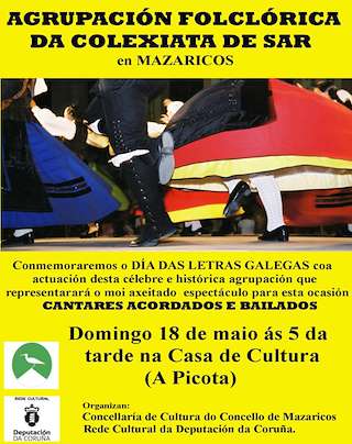 Fechas, información, programa, cartel, imágenes, mapa y ubicación de Letras Galegas  en  Mazaricos