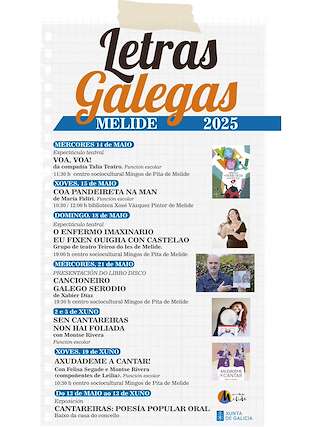 Fechas, información, programa, cartel, imágenes, mapa y ubicación de Letras Galegas  en  Melide