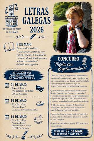 Fechas, información, programa, cartel, imágenes, mapa y ubicación de Letras Galegas (2026)  en  Mesía