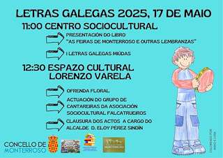 Fechas, información, programa, cartel, imágenes, mapa y ubicación de Letras Galegas  en  Monterroso