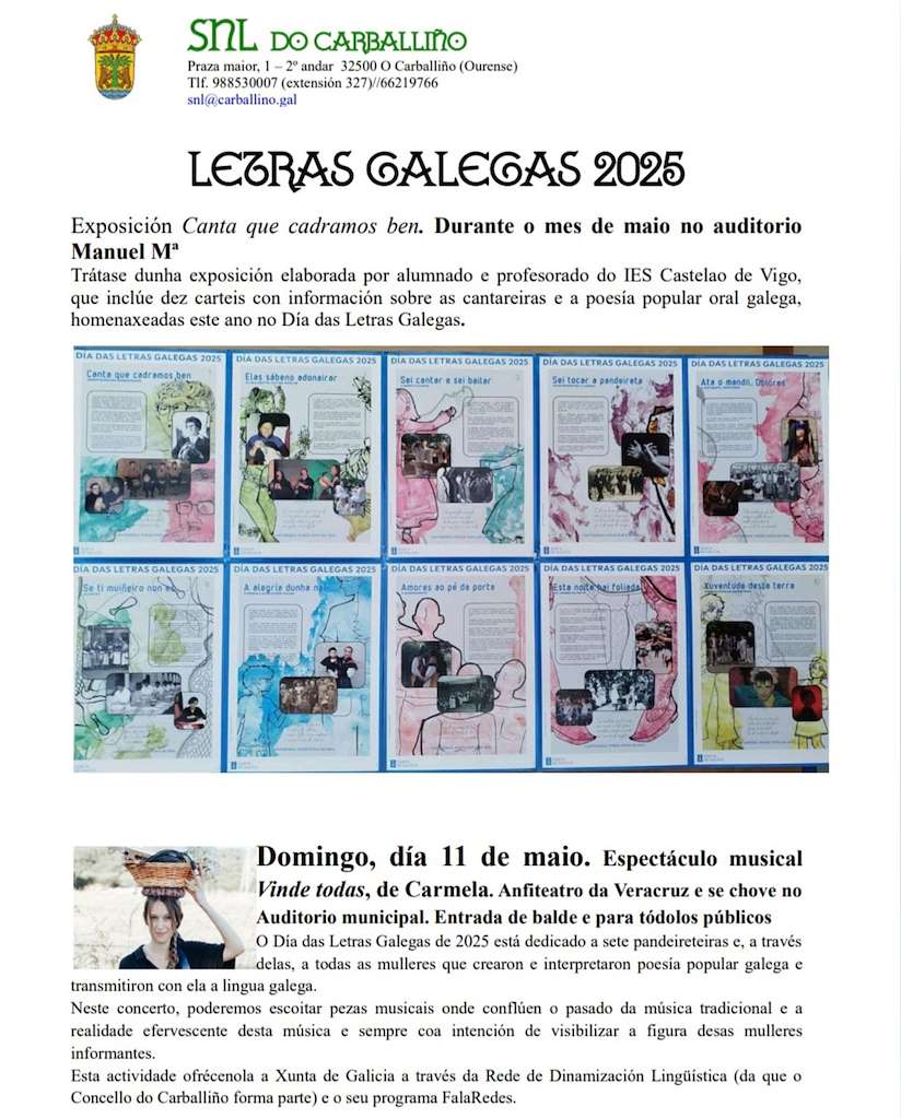 Letras Galegas (2025) en O Carballiño